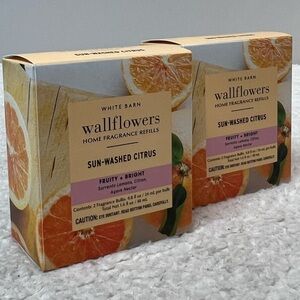 B&BW White Barn "Sun Washed Citrus'" Wallflowers Home Fragrance Refills 2 Boxes
